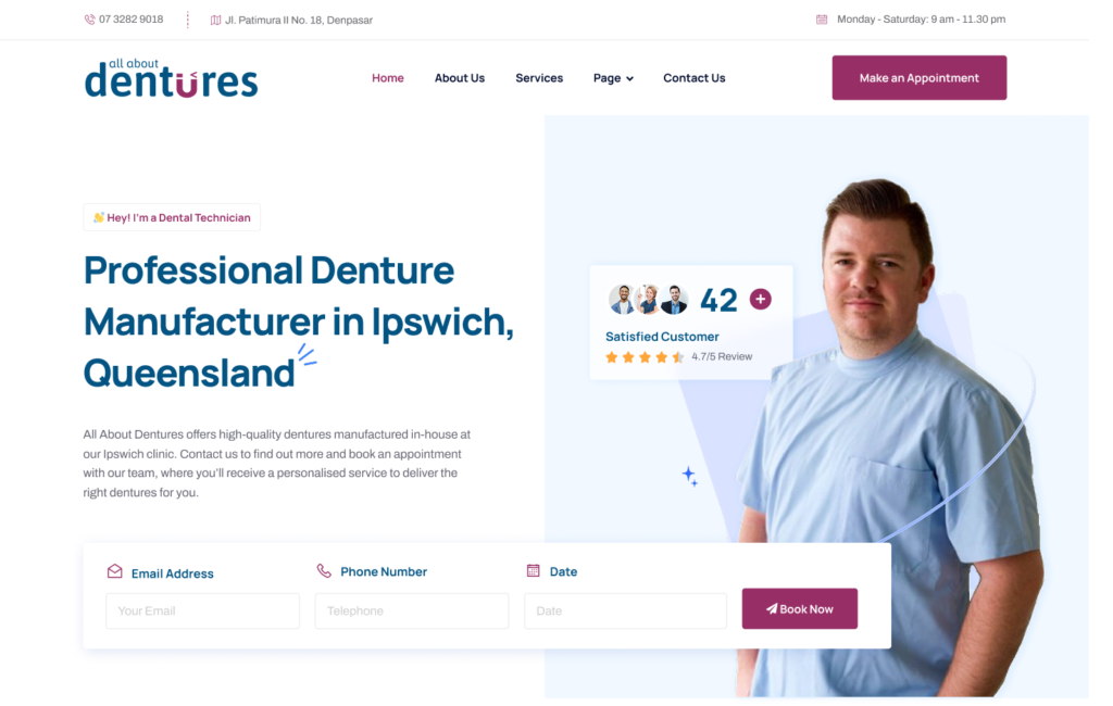 All About Dentures Dental Clinic Website